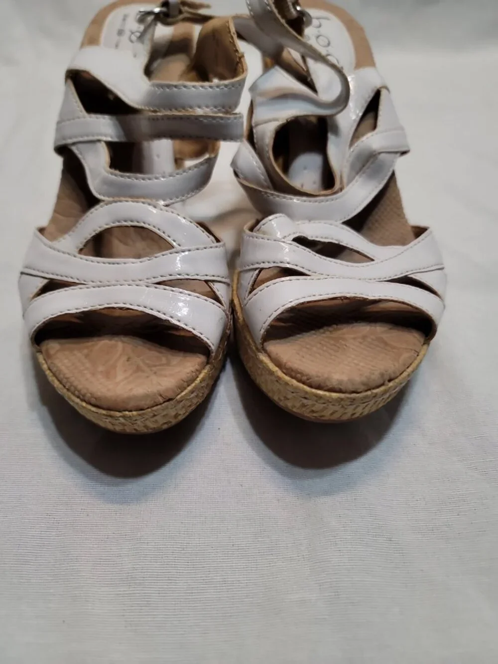 BOC Born Concept White Strappy Wedge Sandals Size 8